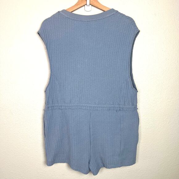Urban Outfitters Out from Under Women's XS Baby Blue Ty Waffle Romper Lounge - Picture 8 of 10